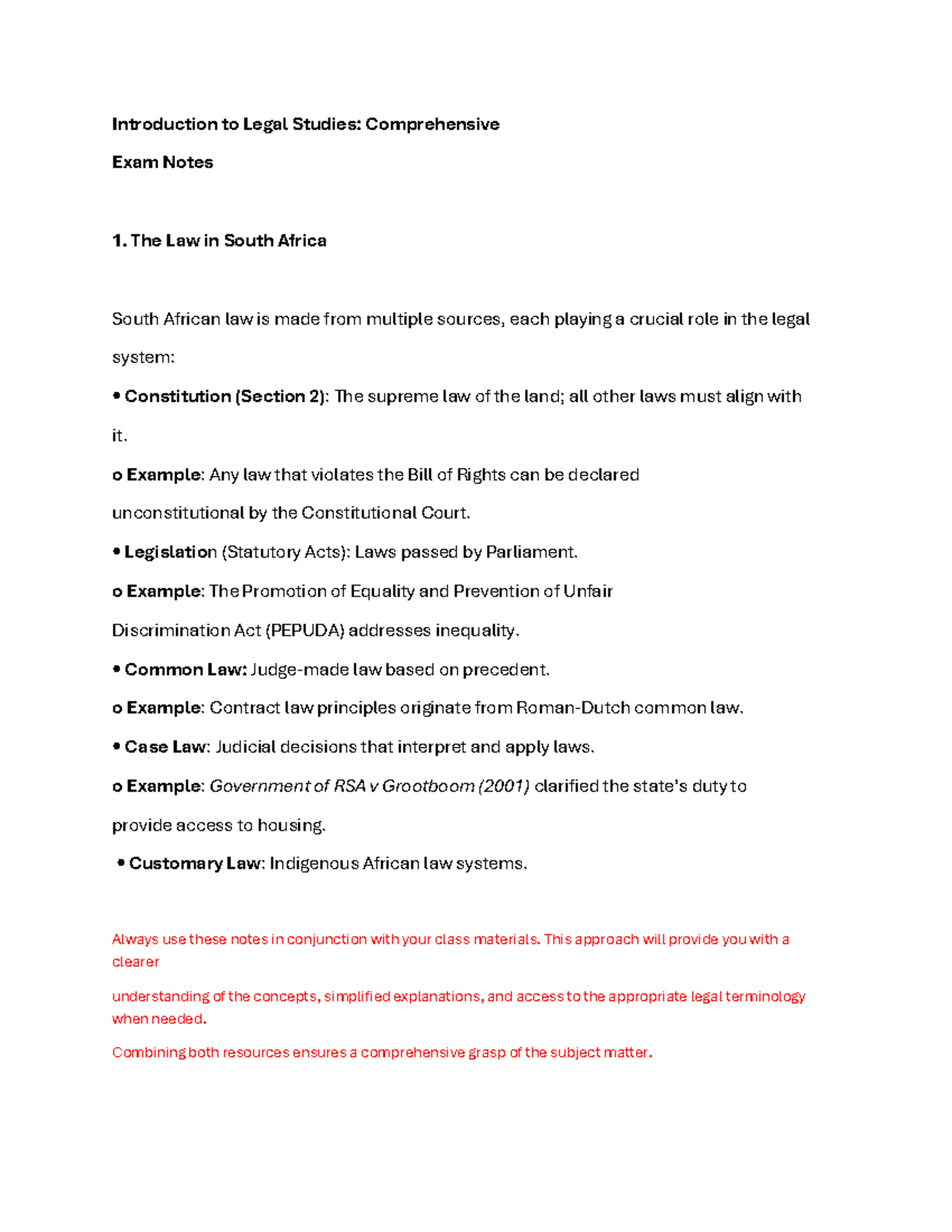 Introduction to Legal Studies: Exam Notes on Law Sources & Social ...
