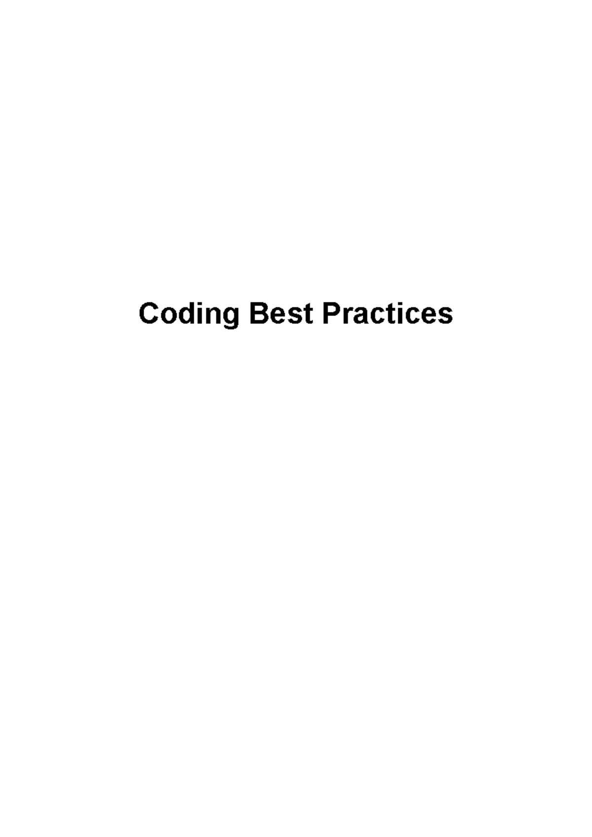 Day01 04 coding best practices - I. Table of - Studocu
