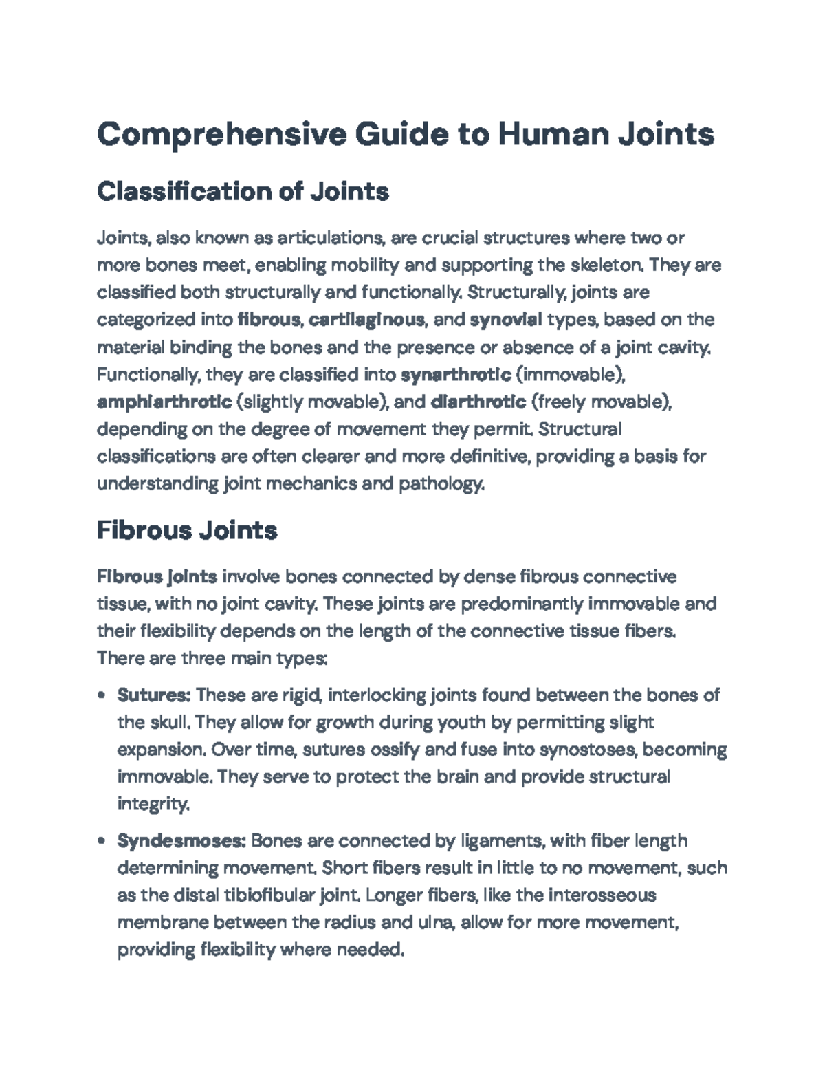 Comprehensive Guide to Human Joints: Structure, Function & Disorders ...
