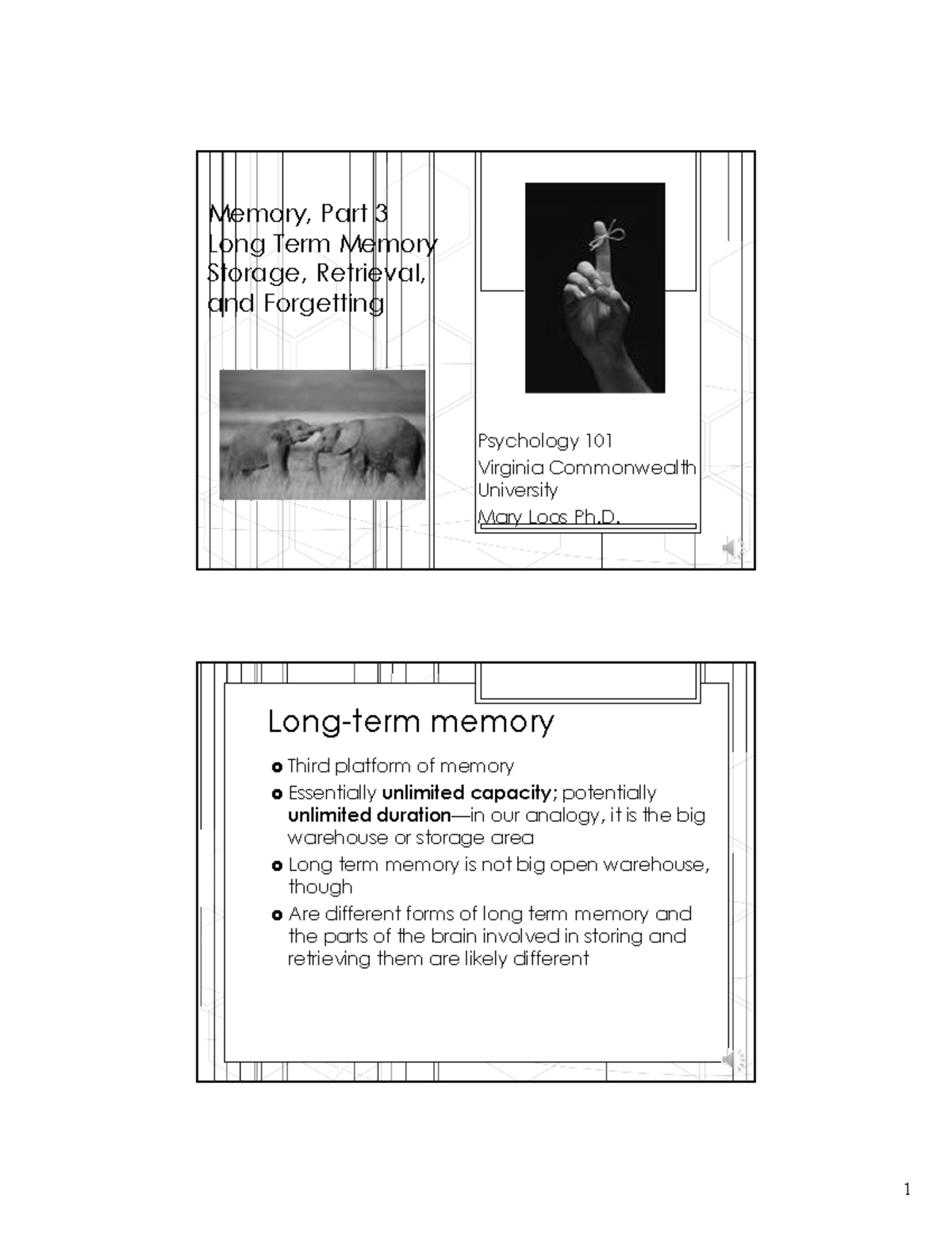 Memory Part 3: Long Term Memory Storage & Retrieval - Psych 101 - Studocu