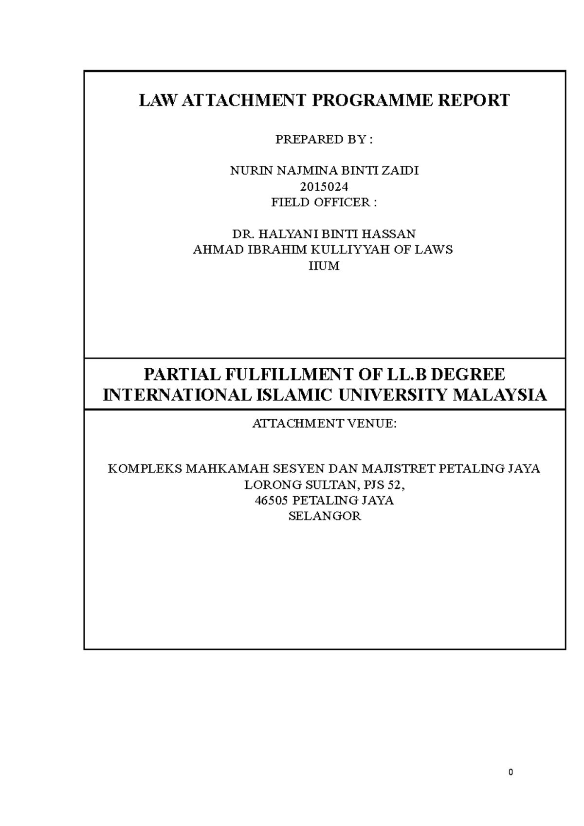 LAP Report 2023: Internship Reflection at Petaling Jaya Court - Studocu