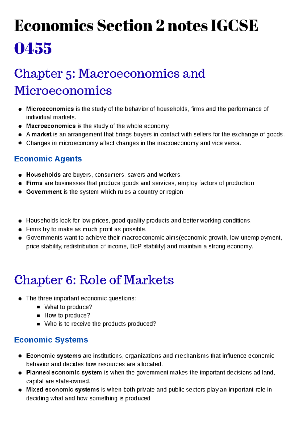 Sec 2 Economics Notes IGCSE 0455: Macroeconomics & Microeconomics ...