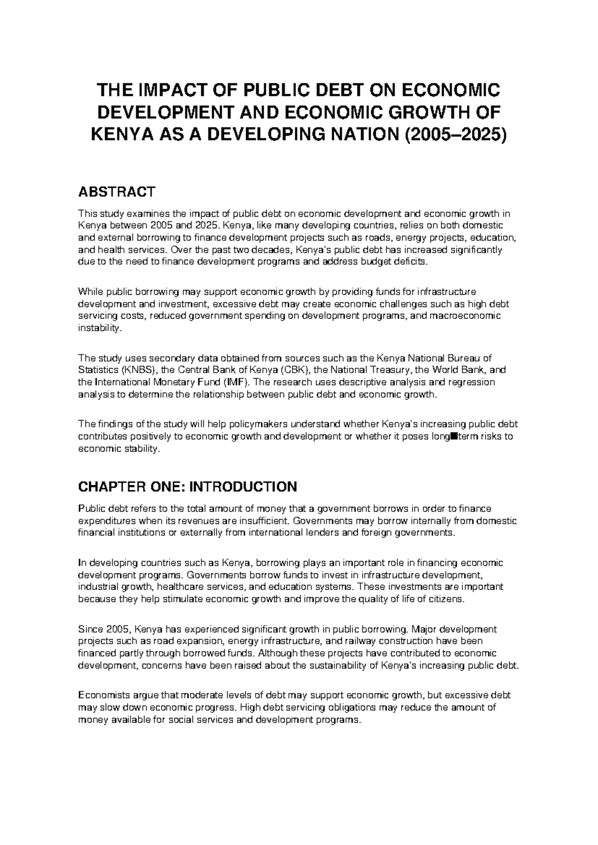 The Impact of Public Debt on Kenya's Economic Growth (2005-2025) - Studocu