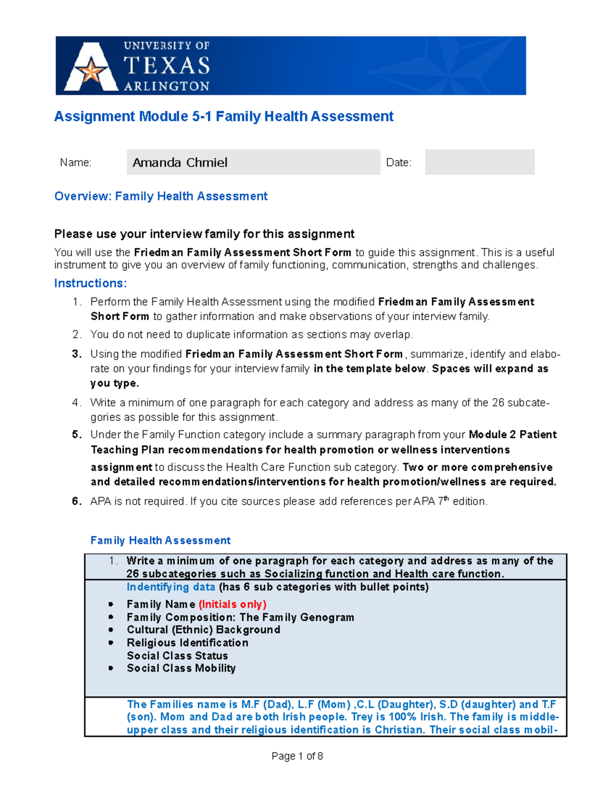 Module 5 - Family Health Assessment and Analysis - Studocu