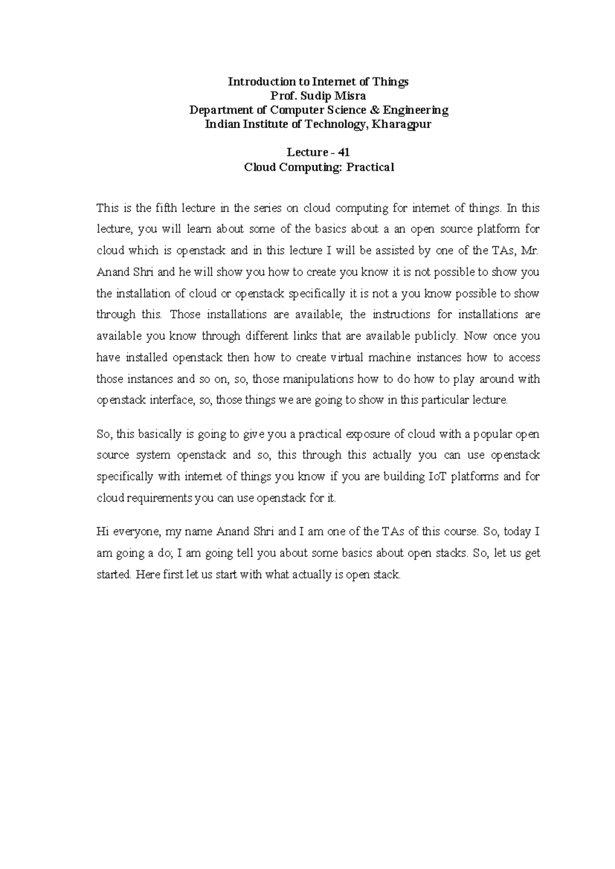 Practical Lecture Notes on Cloud Computing with OpenStack - CSE 41 ...