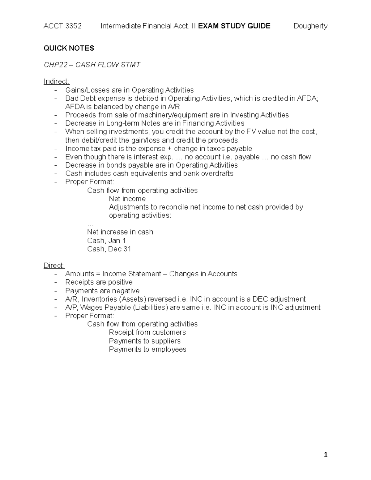 ACCT3352 - Quick Exam Notes: Intermediate Fin. Acct. II Study Guide ...