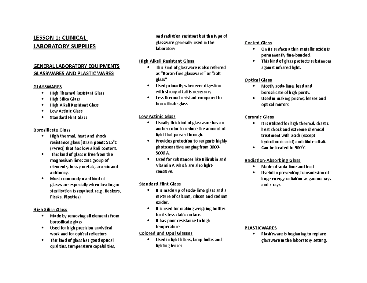 Clinical Chemistry Techniques - BOC Exam Preparation Guide - Studocu