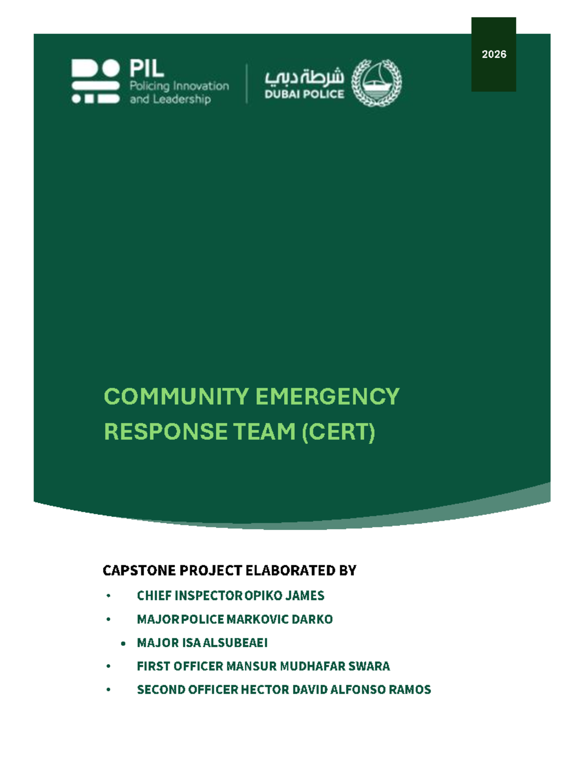 2026 CERT Capstone Project: Enhancing Emergency Response Strategies ...