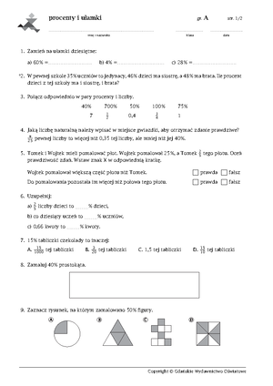 Liczby Naturalne I Ułamki Sprawdzian Klasa 6 Online www.studocu.com