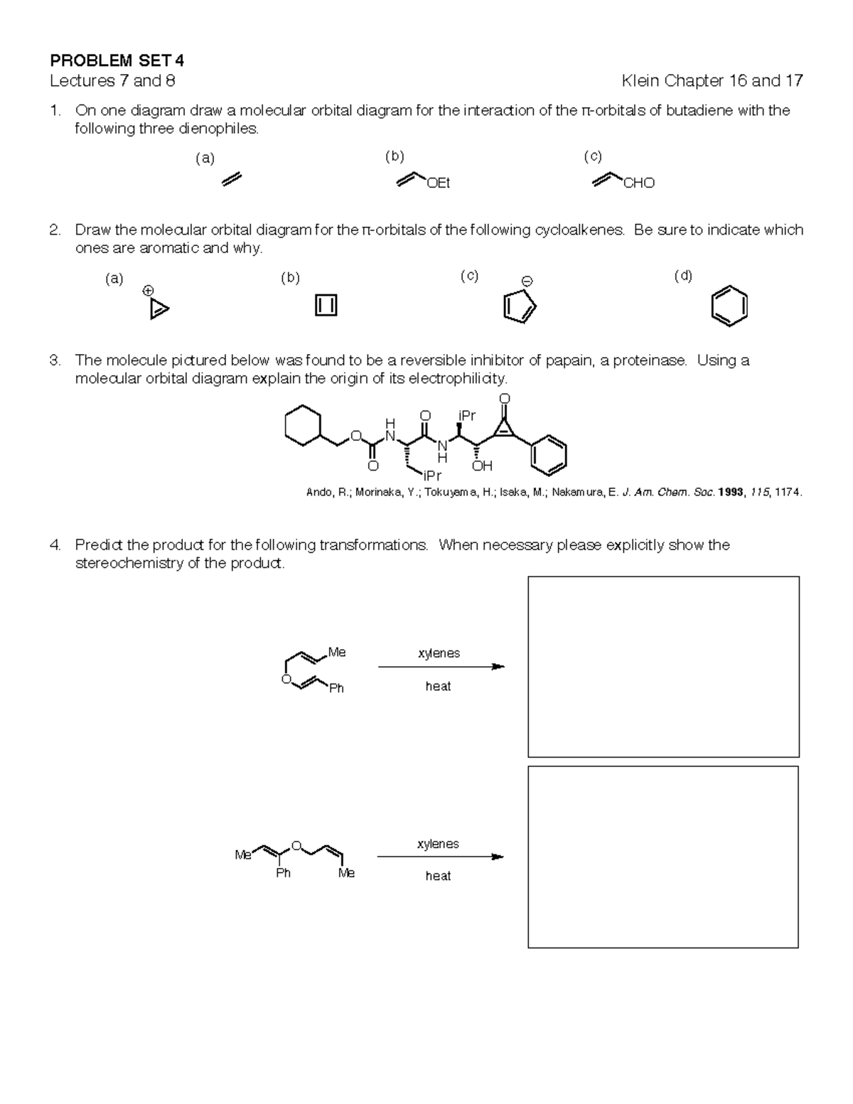 Pblmset 4 s2020 - Problem Set 4 - PROBLEM SET 4 Lectures 7 and 8 Klein ...
