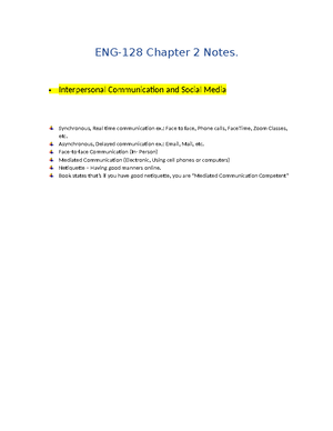 Eng 128 Chapter 1 Notes - English 128-008 Chapter 1 Notes o Why we ...
