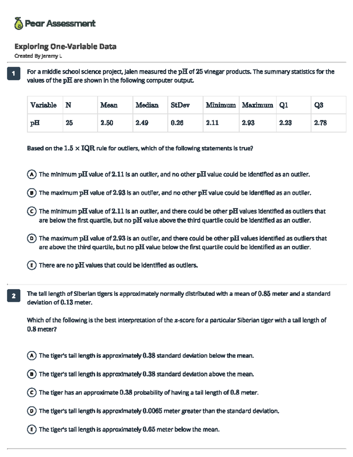 Exploring One-Variable Data Review for Statistics 101 - Studocu