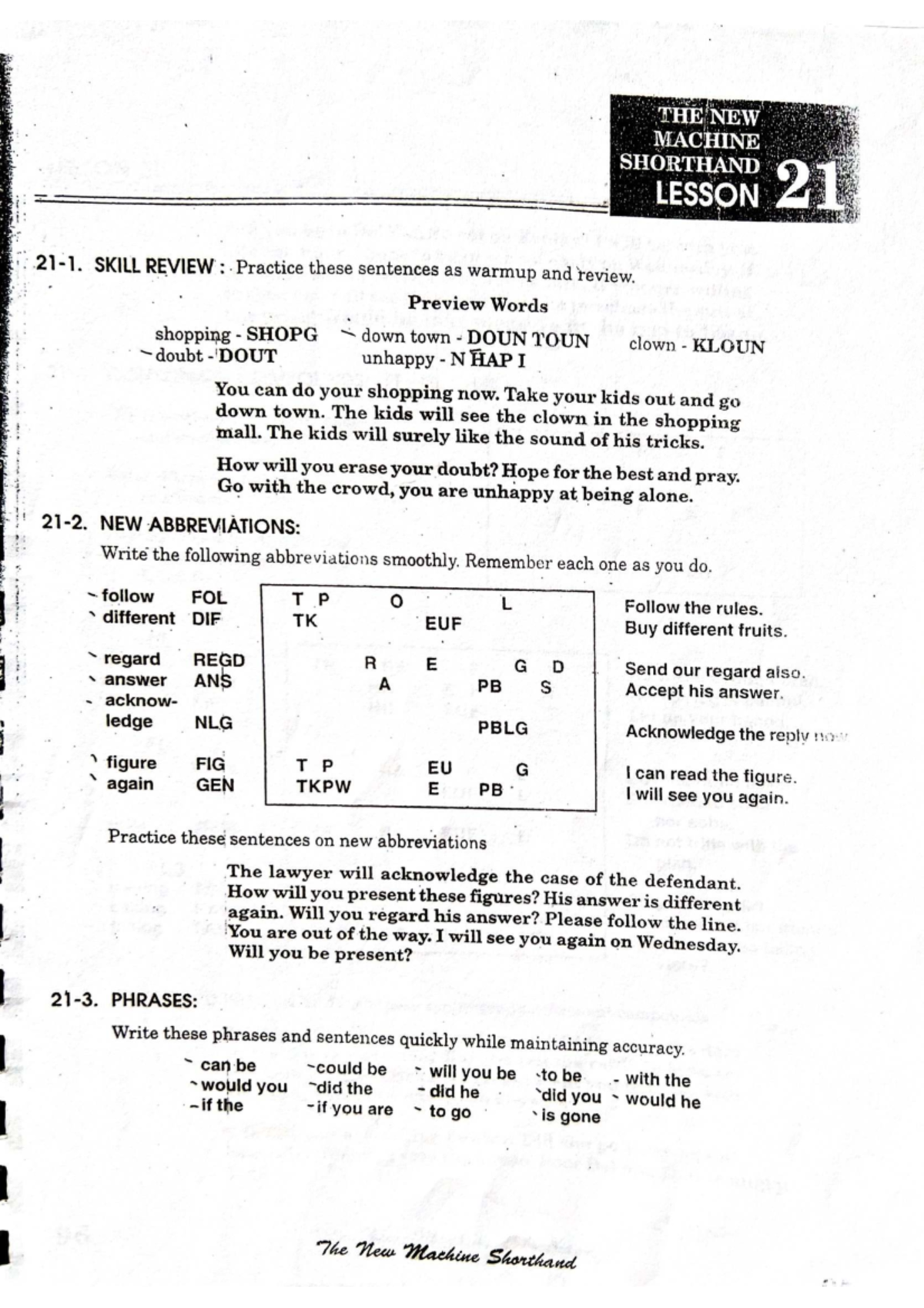 The New Machine Shorthand Lesson 2 Skill Review and Practice - Studocu