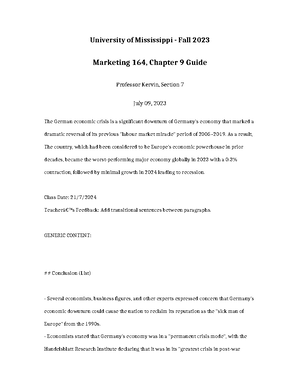 Marketing 164 Chapter 6 Presentation - University of Mississippi - Fall ...