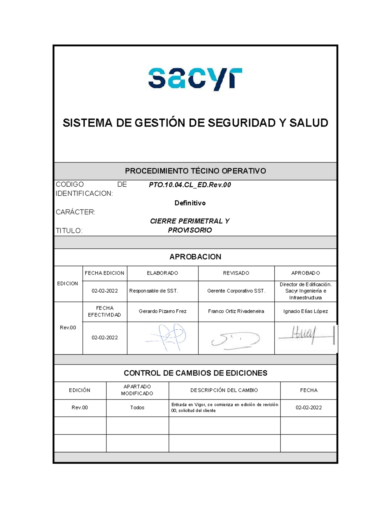PTO.10.04.CL_ED.Rev.00 Procedimiento de Cierre Perimetral y Provisorio ...