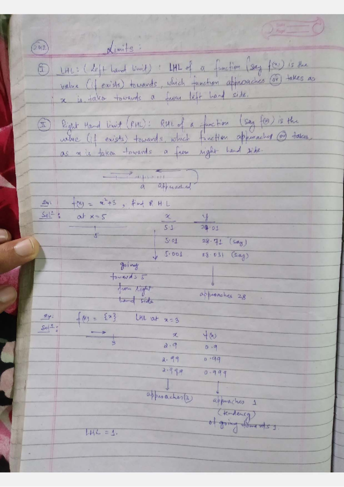 Limits: LHL and RHL Explained - Course Code: BUHO - Studocu