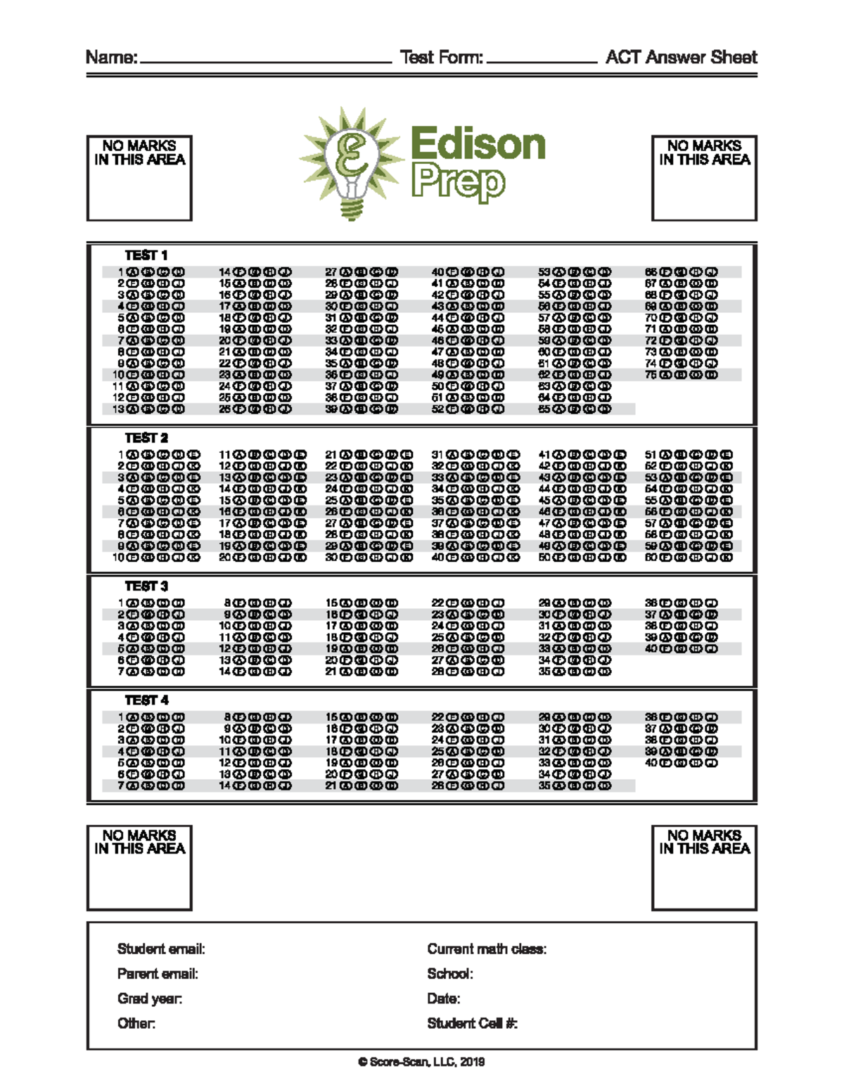 ACT Prep Notes - Test Form Answer Sheets & Key Responses - Studocu