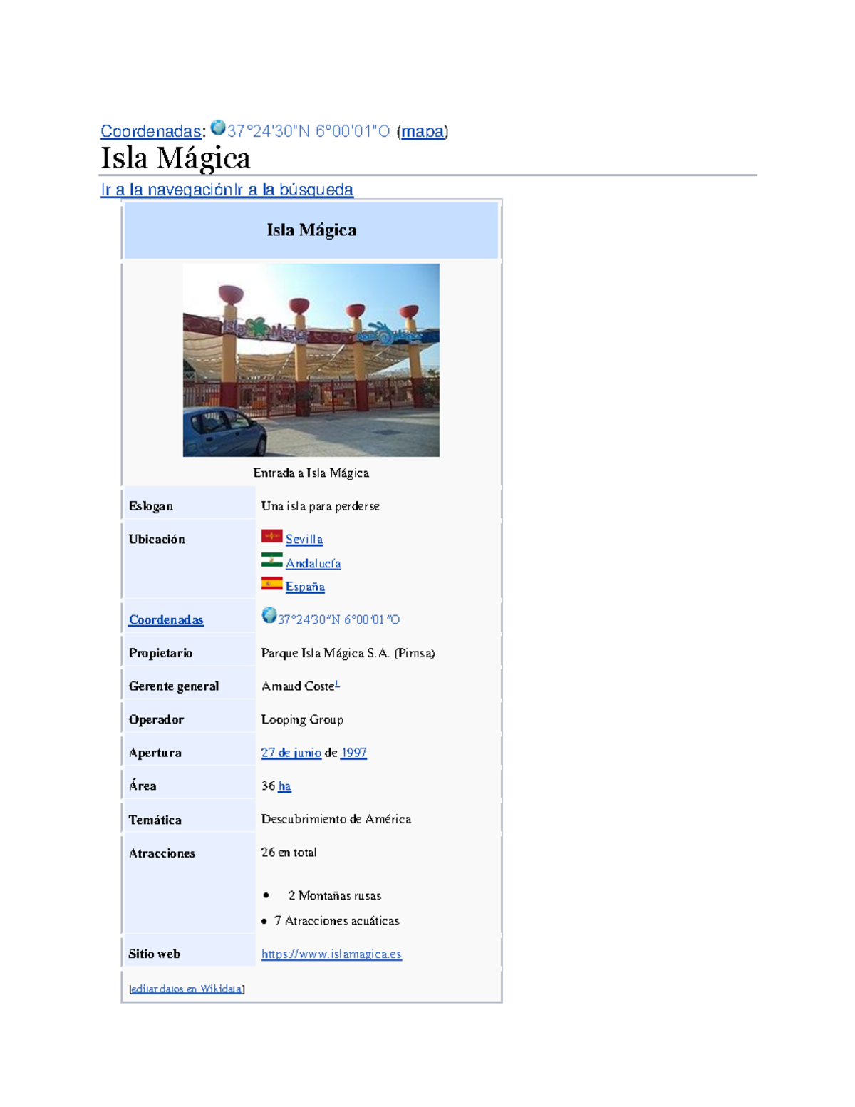 Historia y Atracciones de Isla Mágica en Sevilla - Document Preview