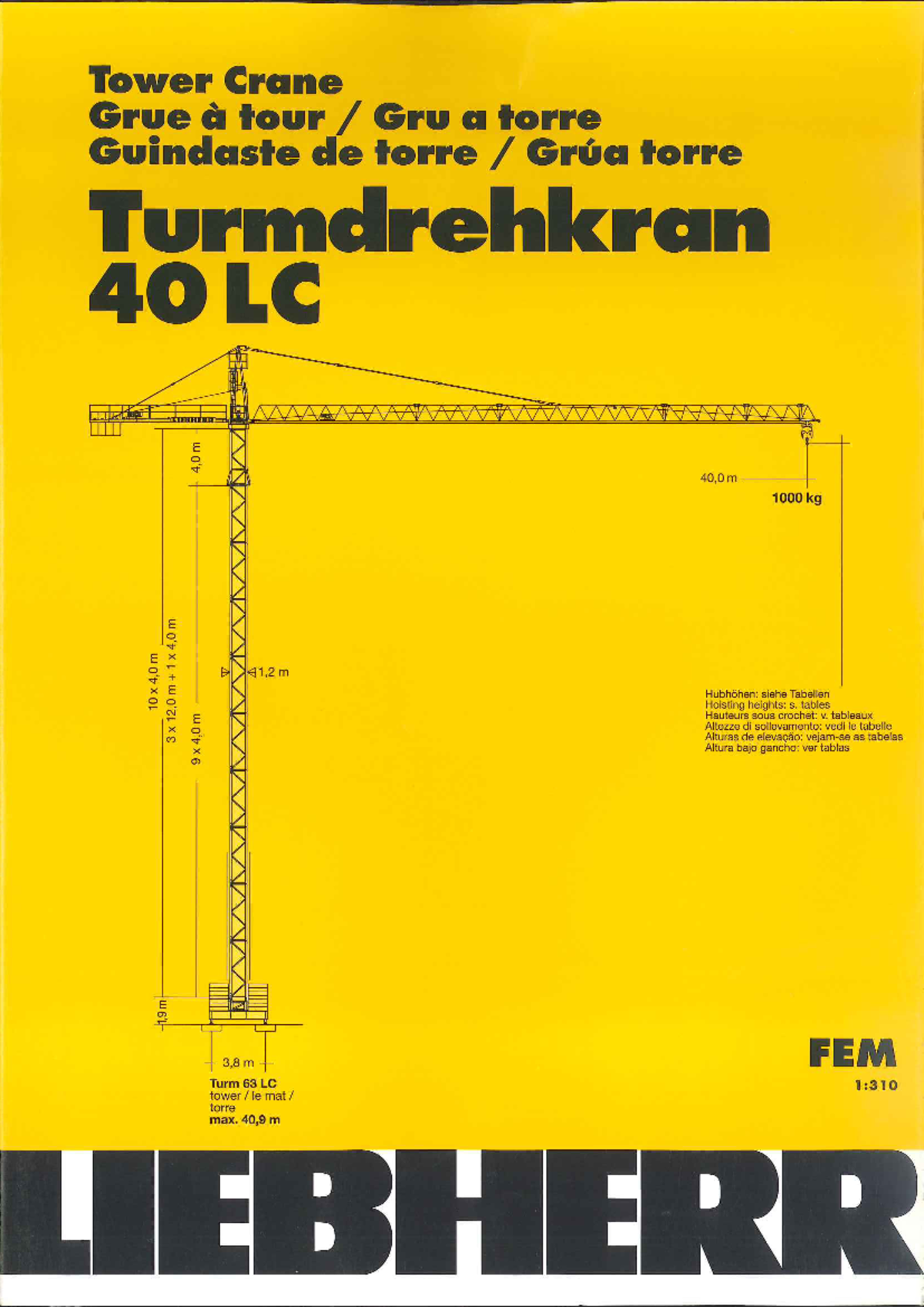 40 LC 2000 Technical Data Sheets for Tower Crane 40LC 1000 kg - Studocu