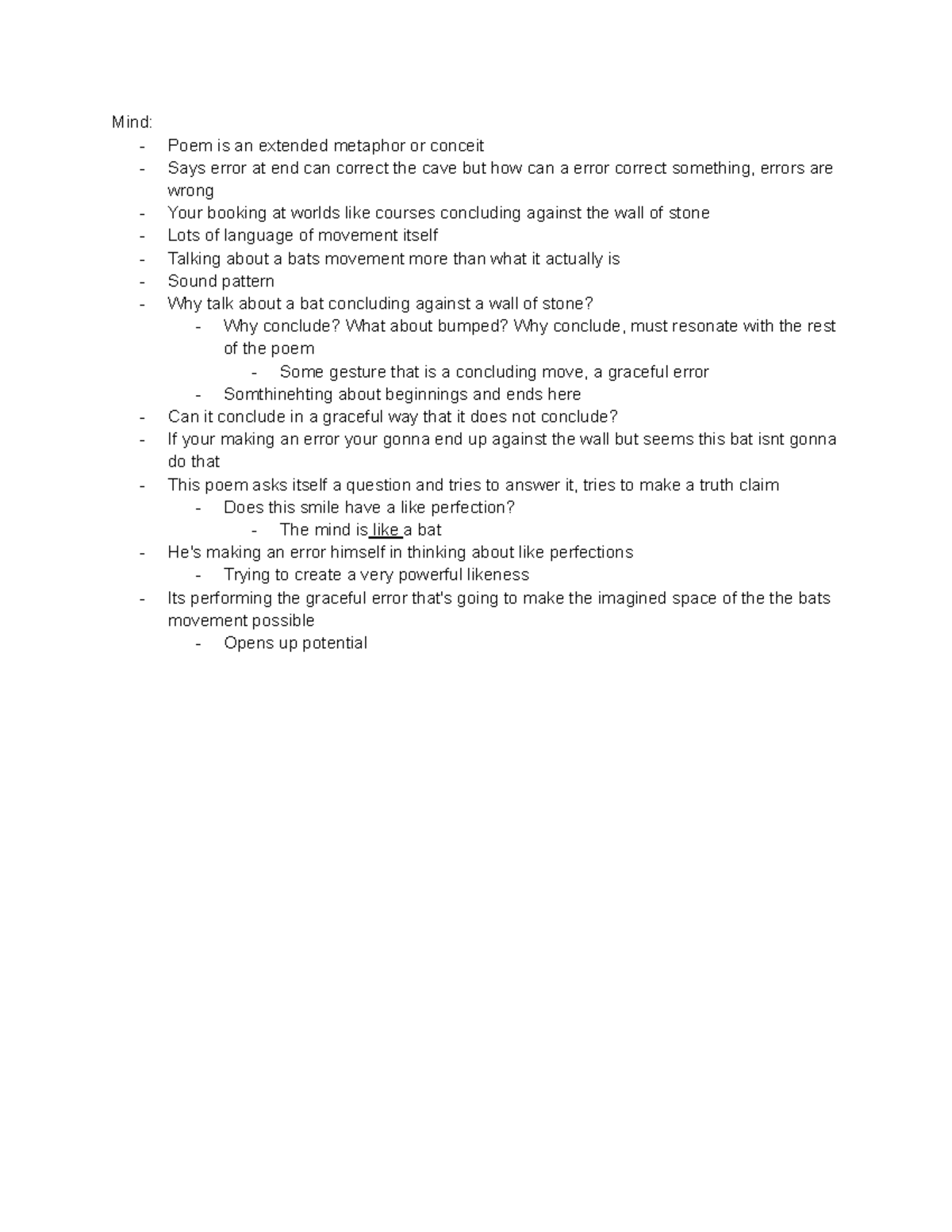 Mind Poem Lecture Notes: Exploring Metaphor and Movement - Studocu