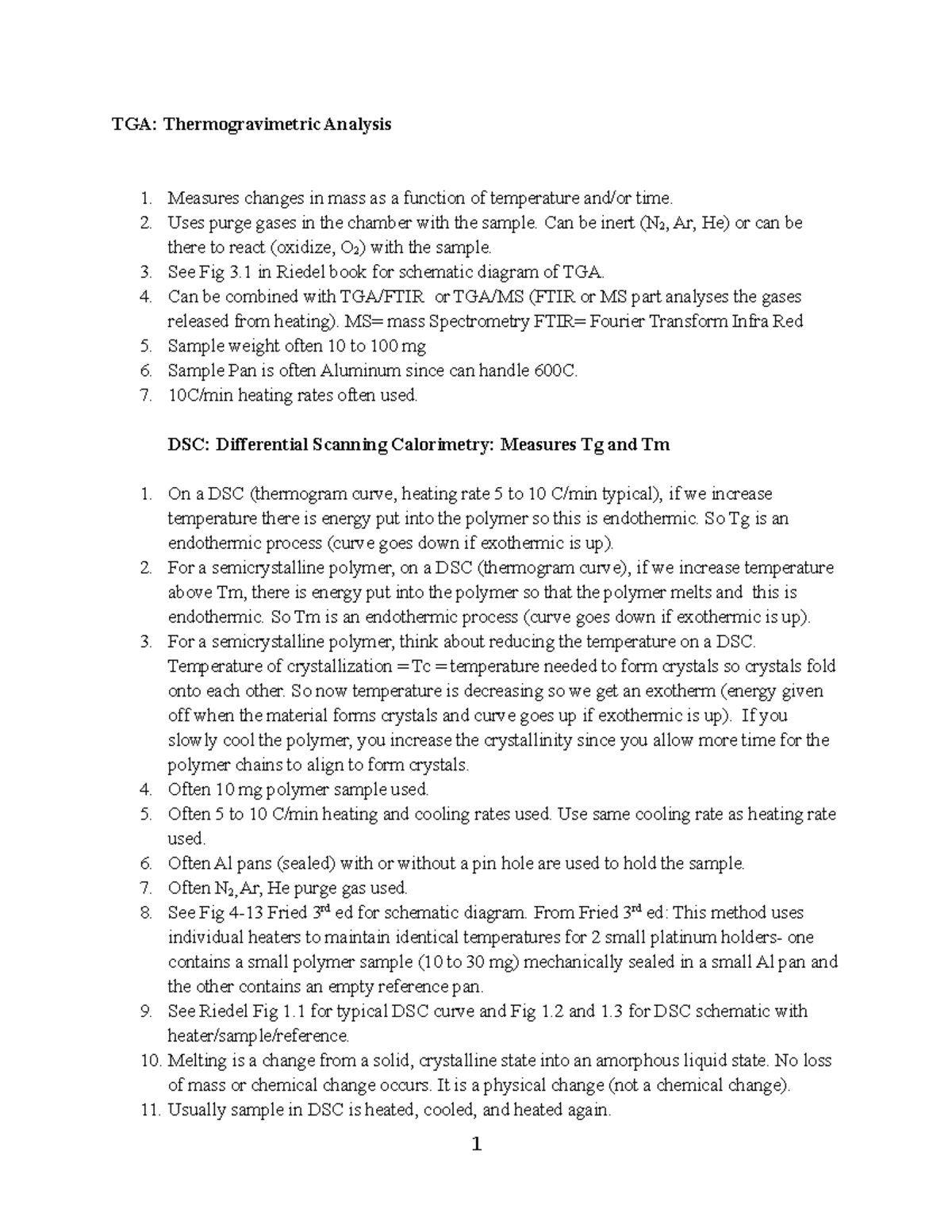 TGA & DSC Analysis Notes (Course Code: TGA-DSC) - Studocu