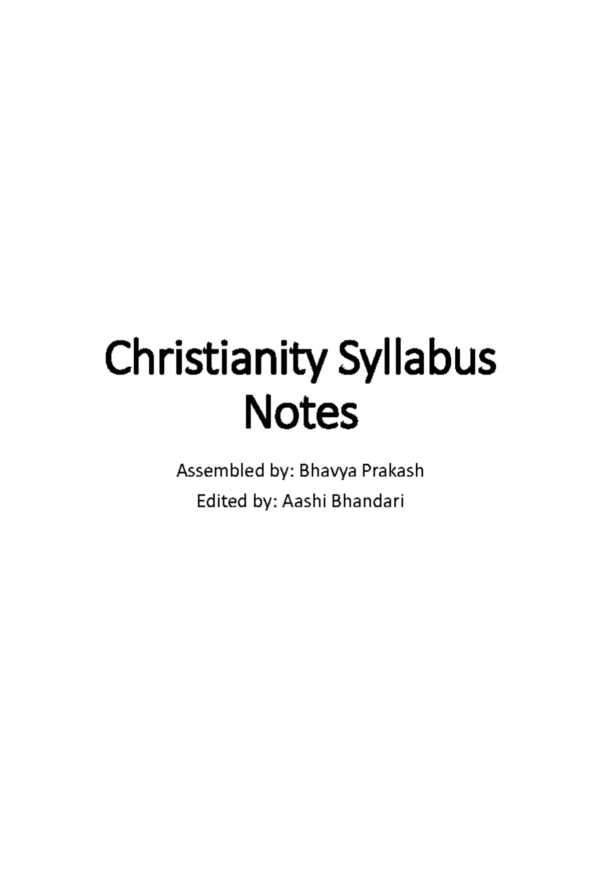 Christianity Syllabus Notes: Key Beliefs and Teachings Overview ...