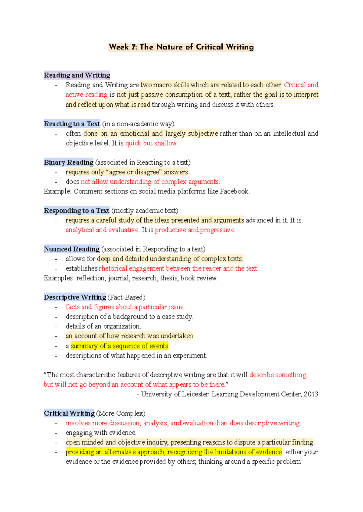 Midterms - CRWT111 - CRWT midterm, hope this helps you! - Week 7: The ...