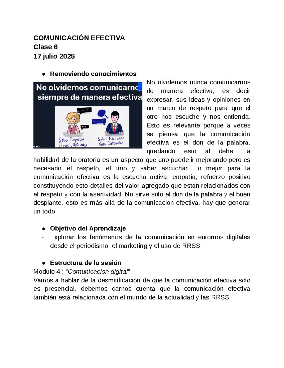 COMUNICACIÓN EFECTIVA Clase 6: Impacto de Internet y RRSS en la ...