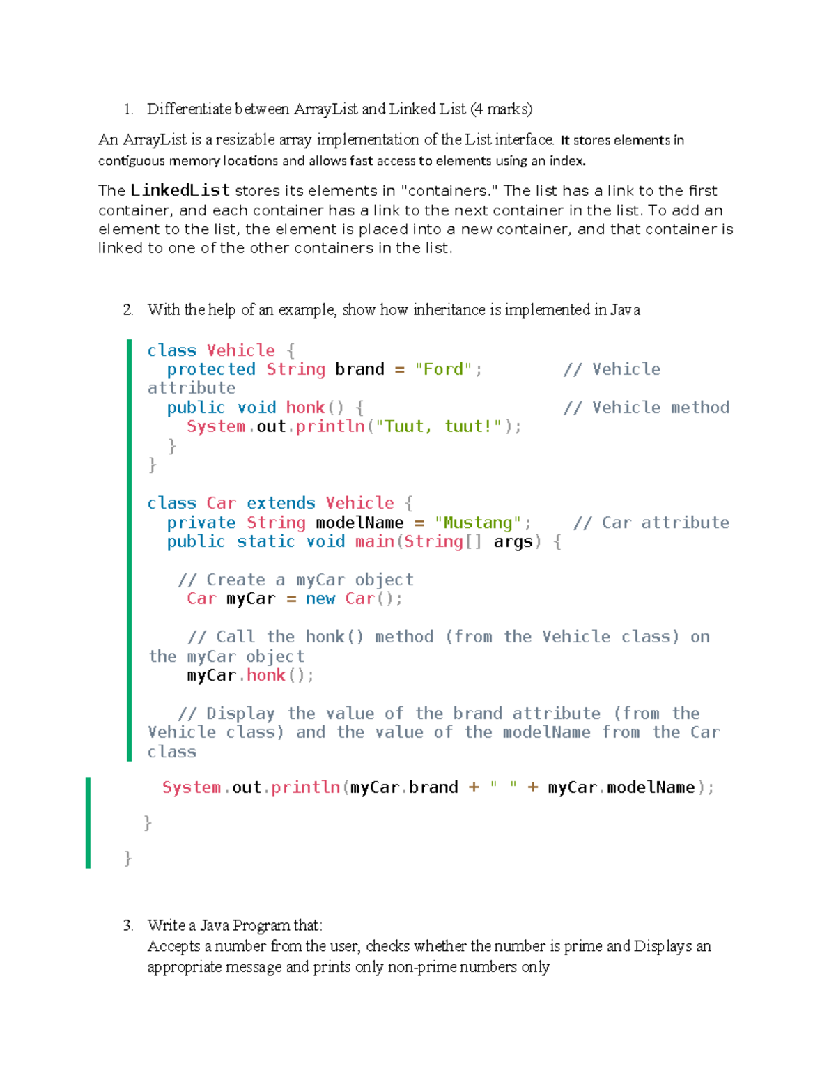 OOP Takeaway: ArrayList vs LinkedList & Java Inheritance Notes - Studocu