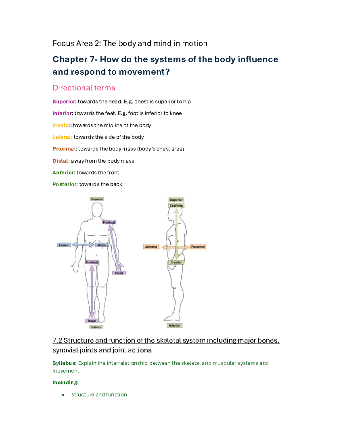 Body Systems - Focus Area 2: The Body and Mind in Motion - Studocu