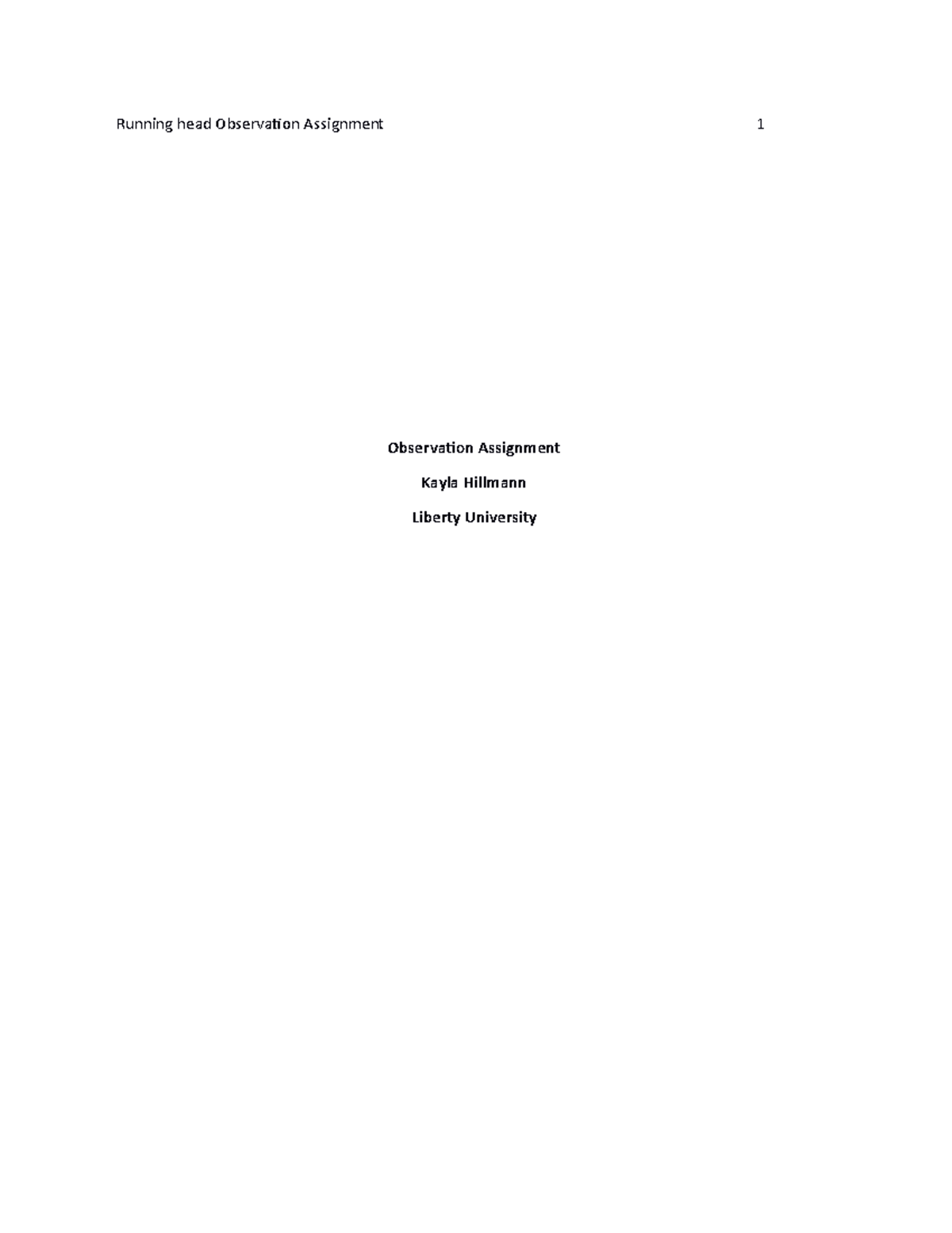 EDUC 623 ABC Analysis Form Completed - Running head Observation ...