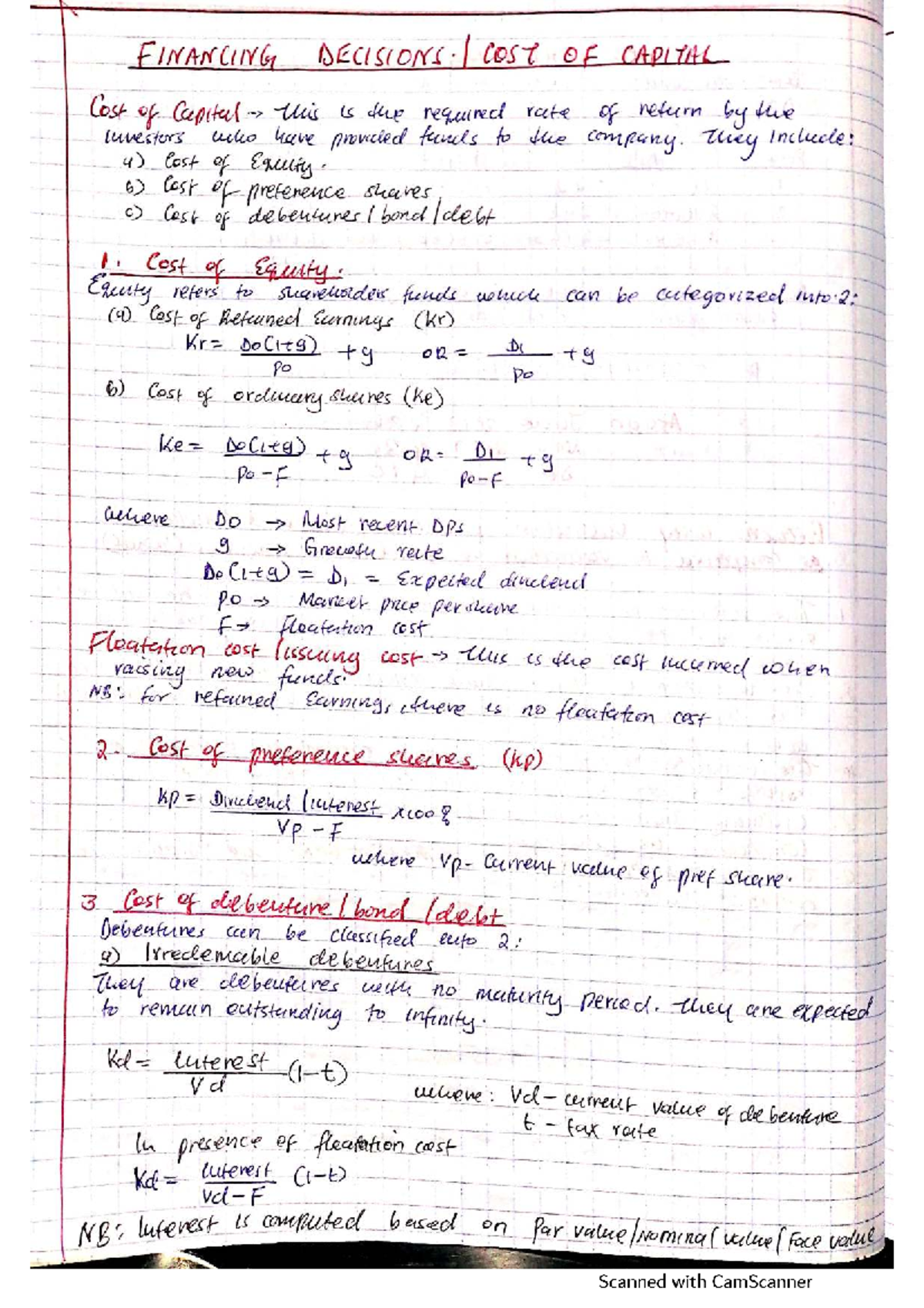 FIN 101: Cost of Capital - Comprehensive Tutorial Notes - Studocu