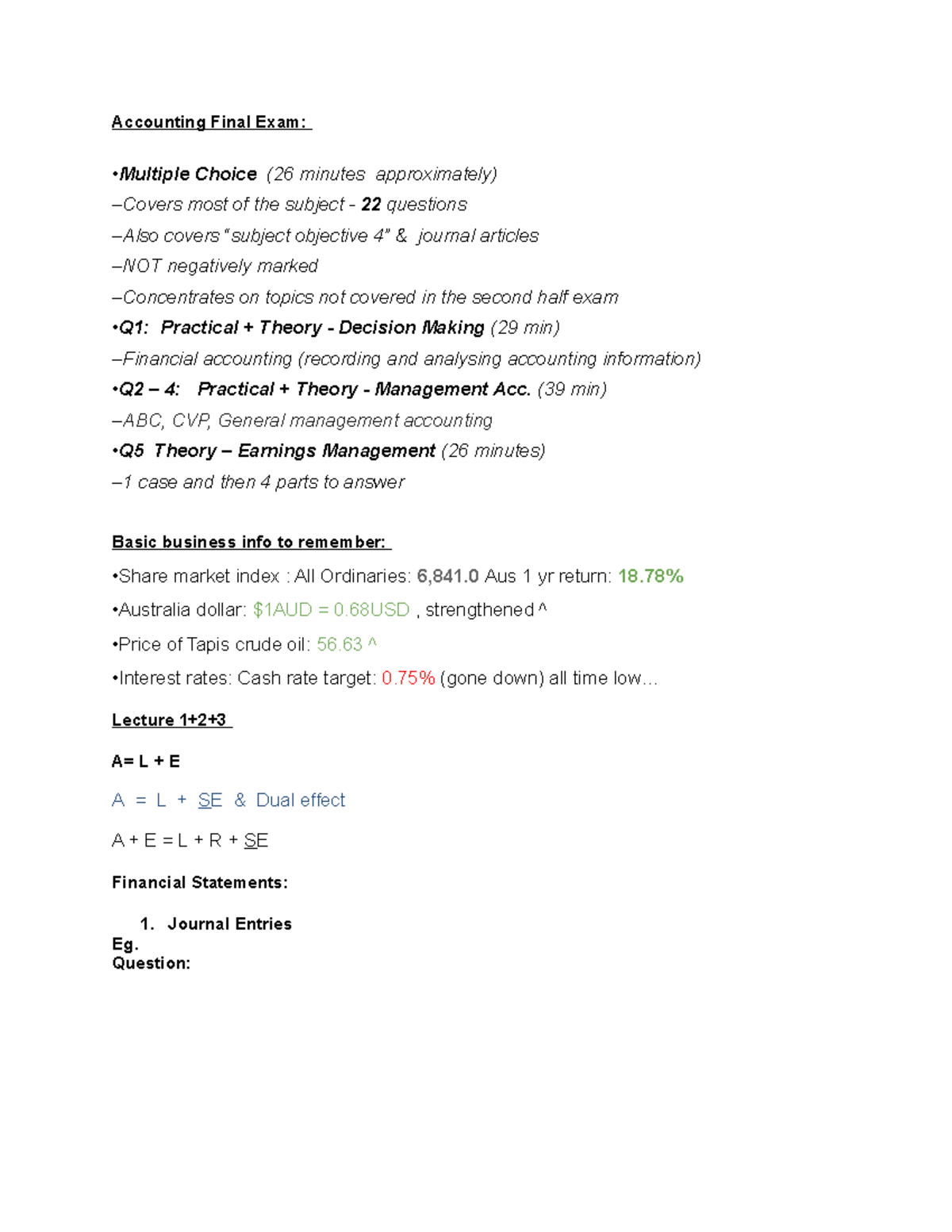 ACC A Final Exam Study Guide and Key Concepts Review - Studocu