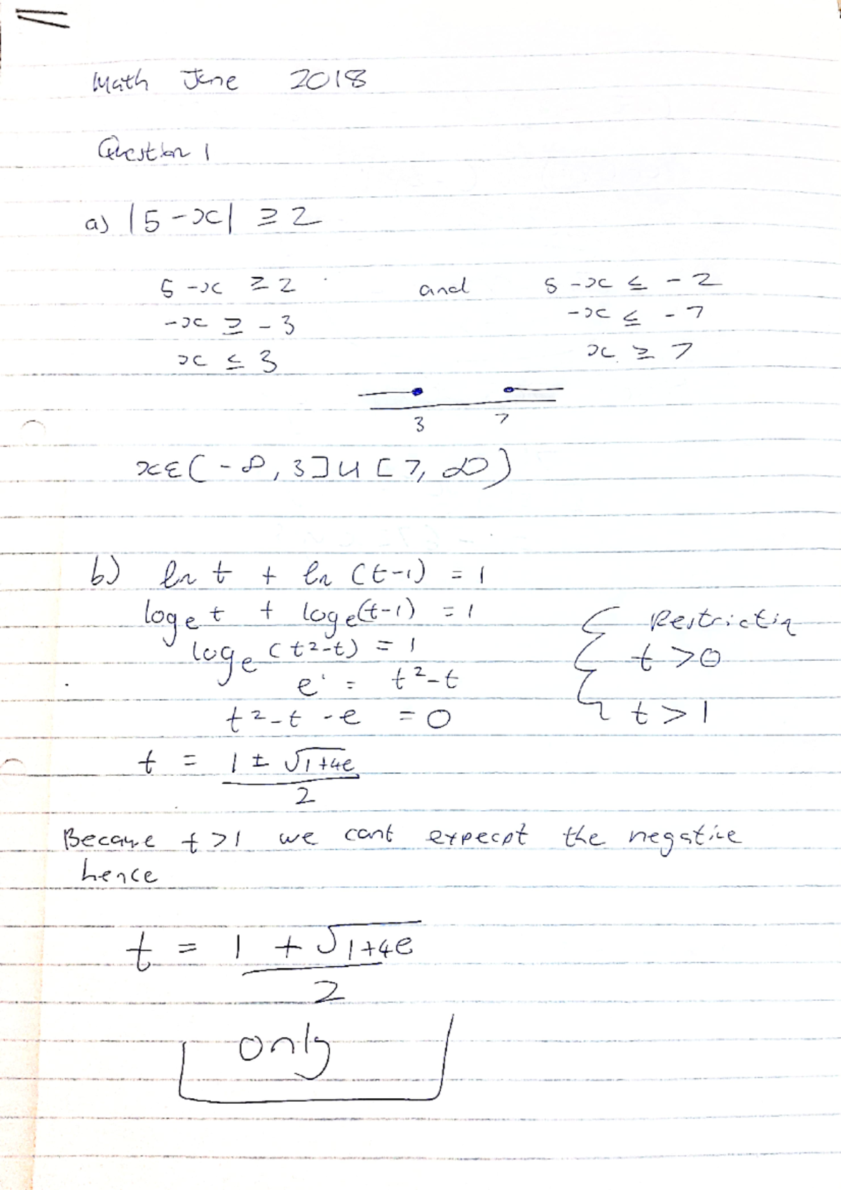 MATH June 2018 (Memo by Student) - Math June 2018 Question a) 15 22 22 ...