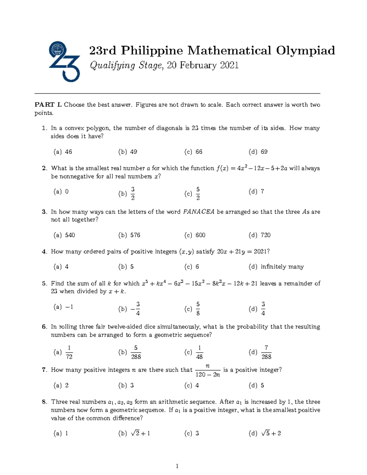 PMO23 Qualifying Round Exam Questions and Answers - Studocu