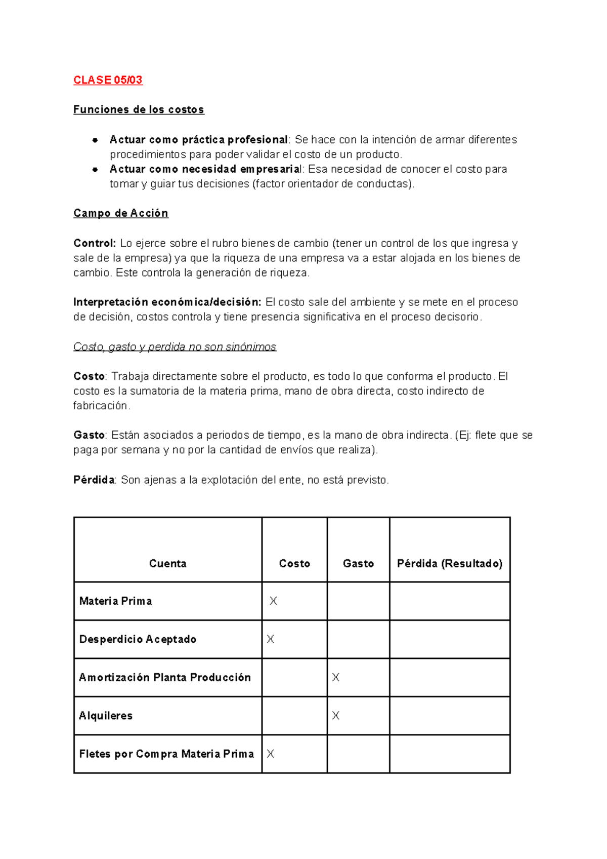 Primer Parcial - Apuntes sobre Funciones y Sistemas de Costos - Studocu