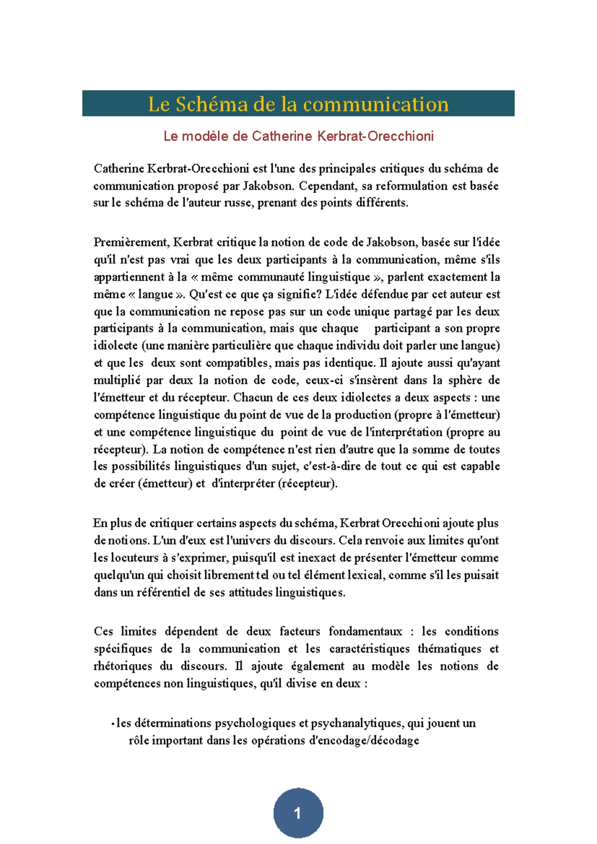 Le schéma de la communication de Roman Jakobson - L'apport de Roman ...