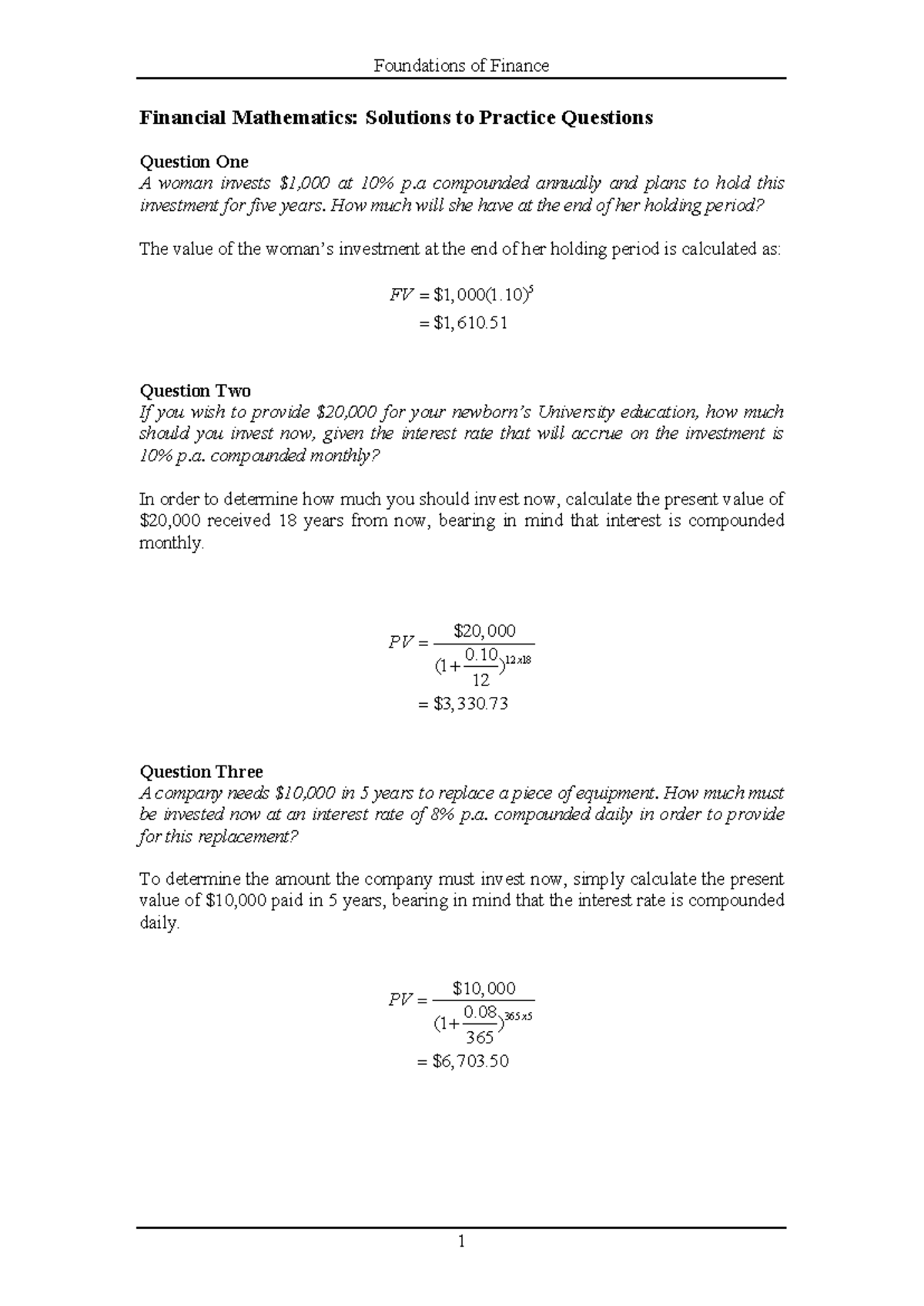 2a) Financial Mathematics Solutions to Practice Questions - Foundations ...