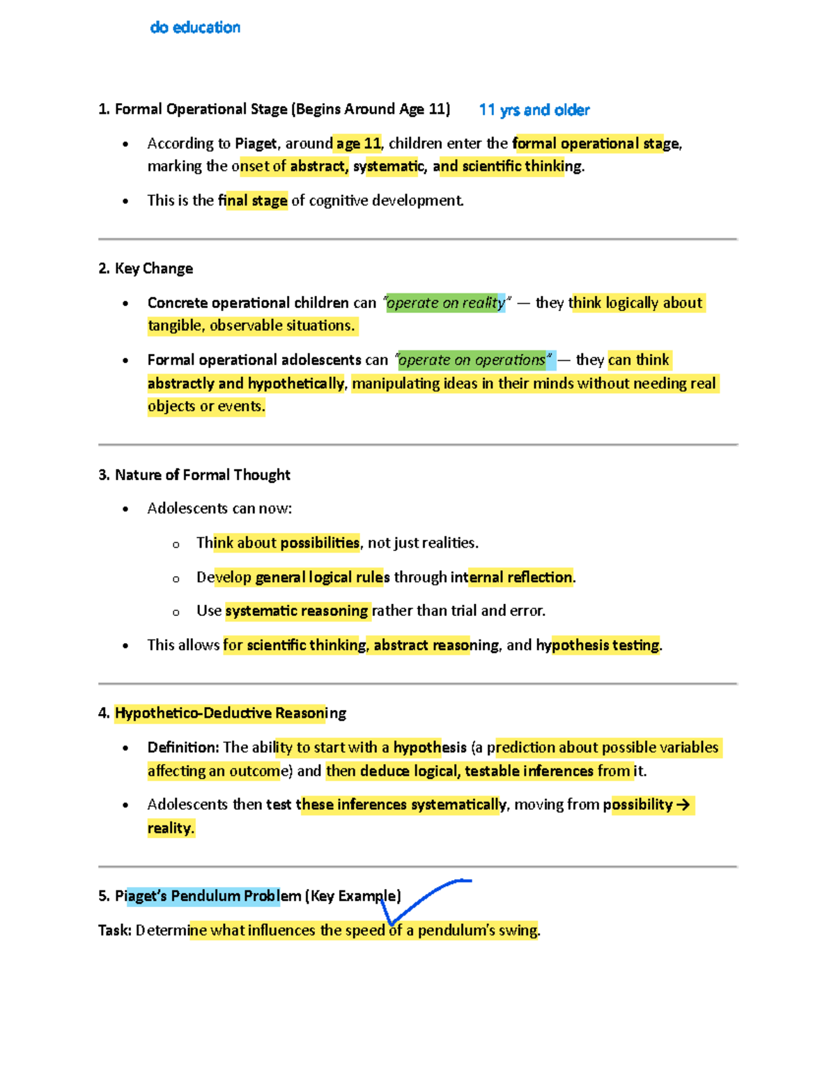 Formal Operational Stage: Cognitive Development Insights (EDU 1) - Studocu
