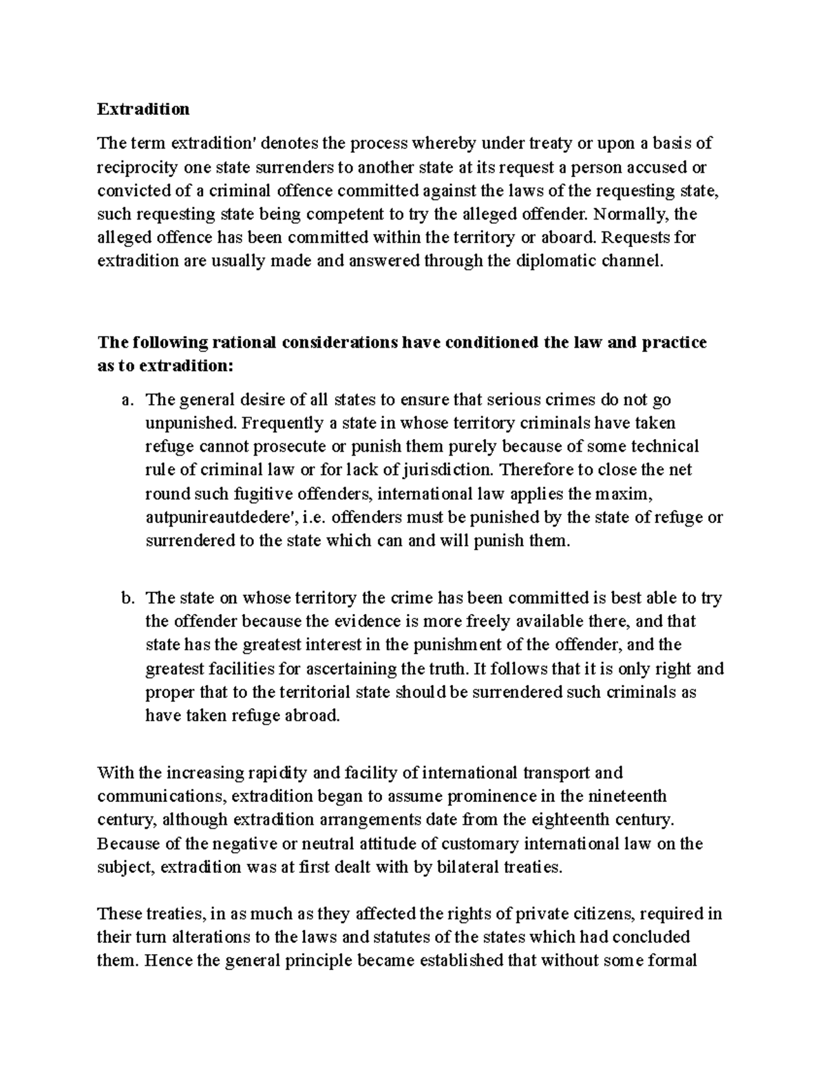 International law - Extradition The term extradition' denotes the ...