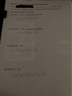 Math 103 - Activity 5: Rational Exponents and Simplification Tasks ...