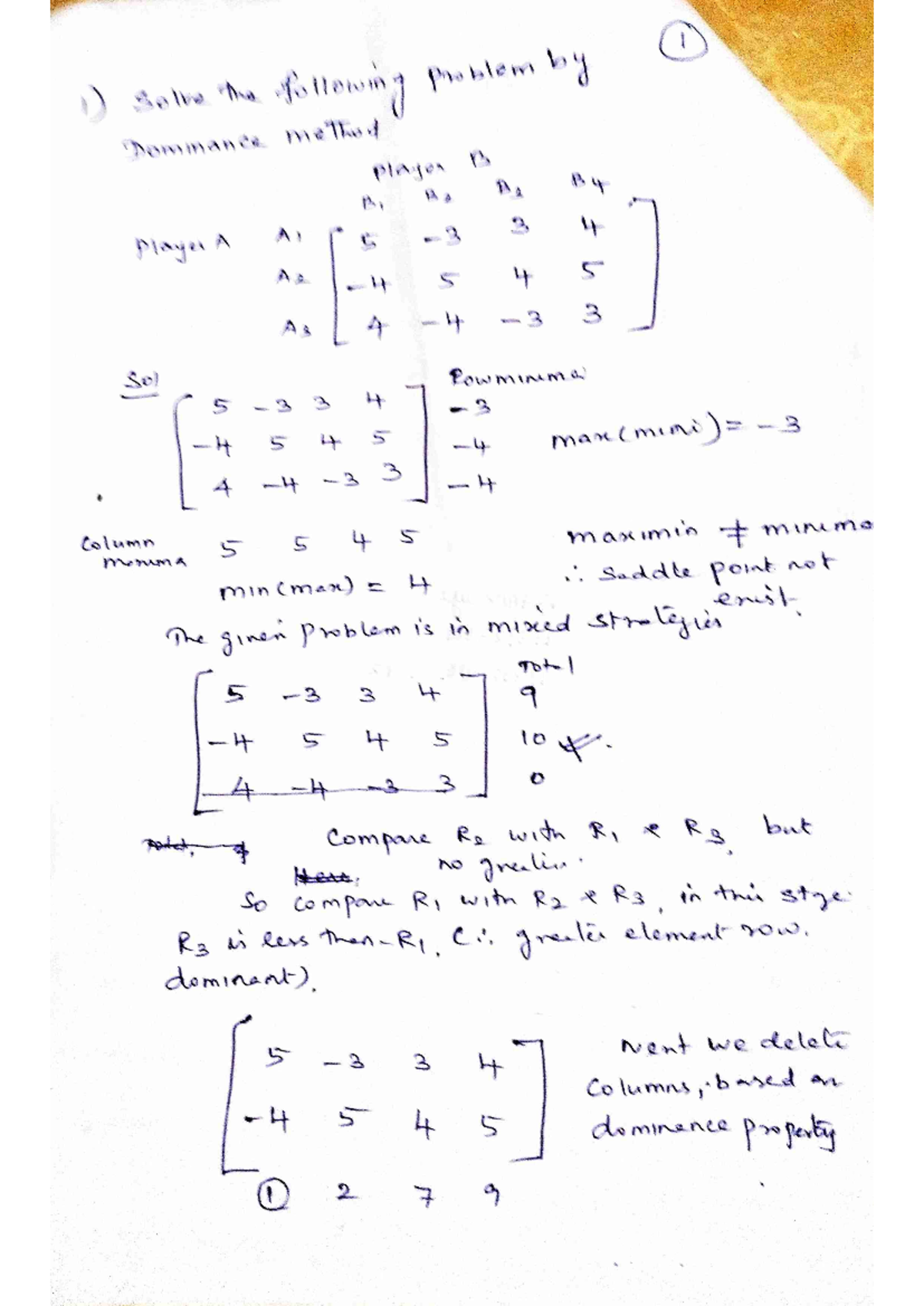 Maths Notes: Dominance Methods in Game Theory (MATH101) - Studocu