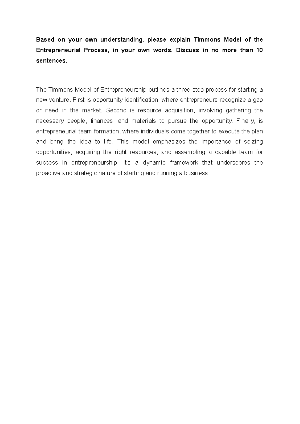 TUTO 1 - tuto - Based on your own understanding, please explain Timmons ...