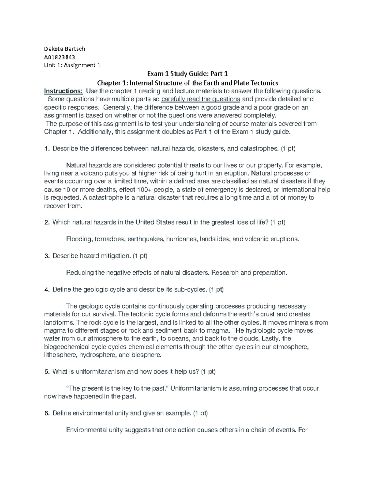 Study Guide Chapter 8 - GEO- Exam 3 Study Guide: Part 1 Chapter 8 ...