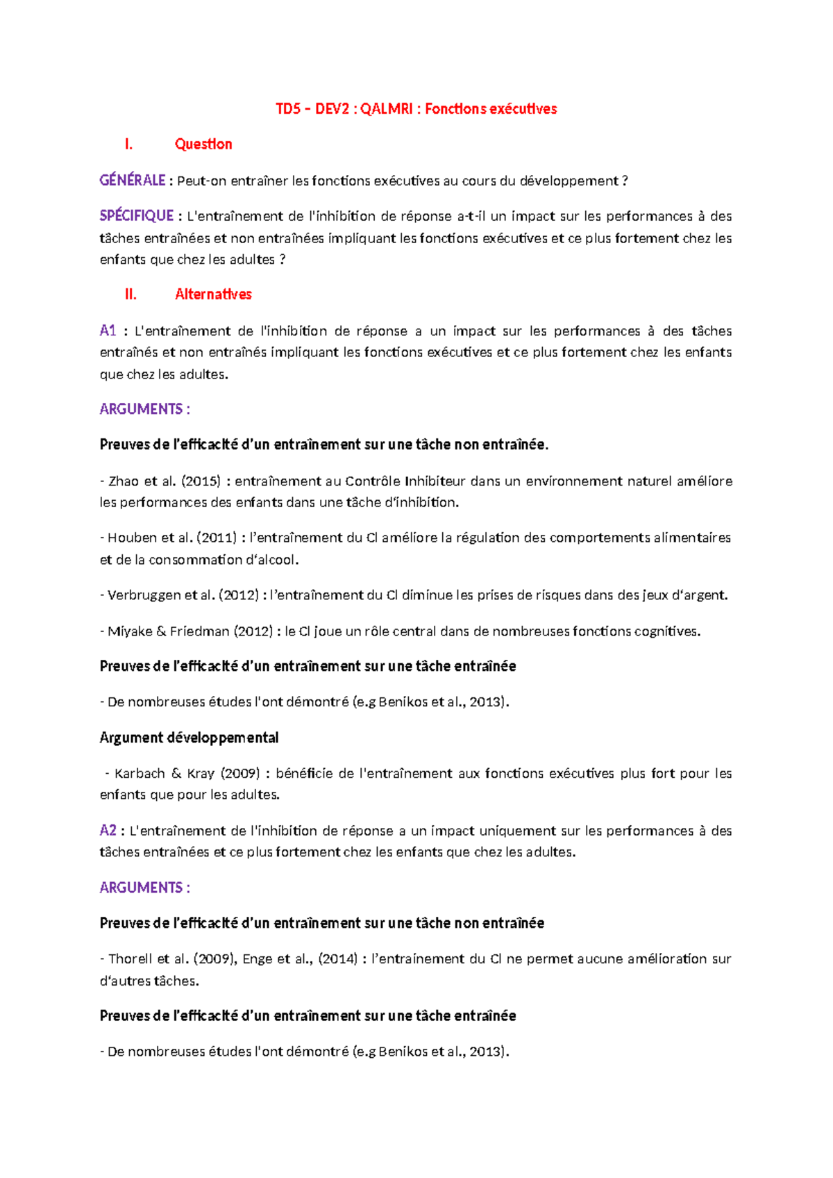 TD5 - DEV2 : Impact de l'entraînement des fonctions exécutives sur ...
