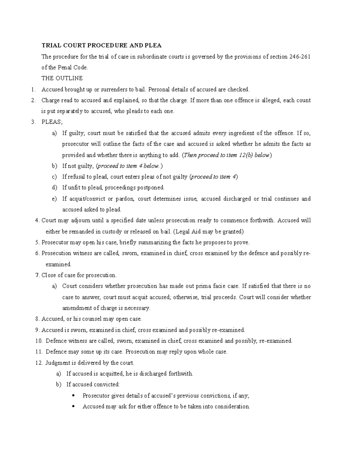 TRIAL COURT PROCEDURE AND PLEA: A Comprehensive Overview - Studocu