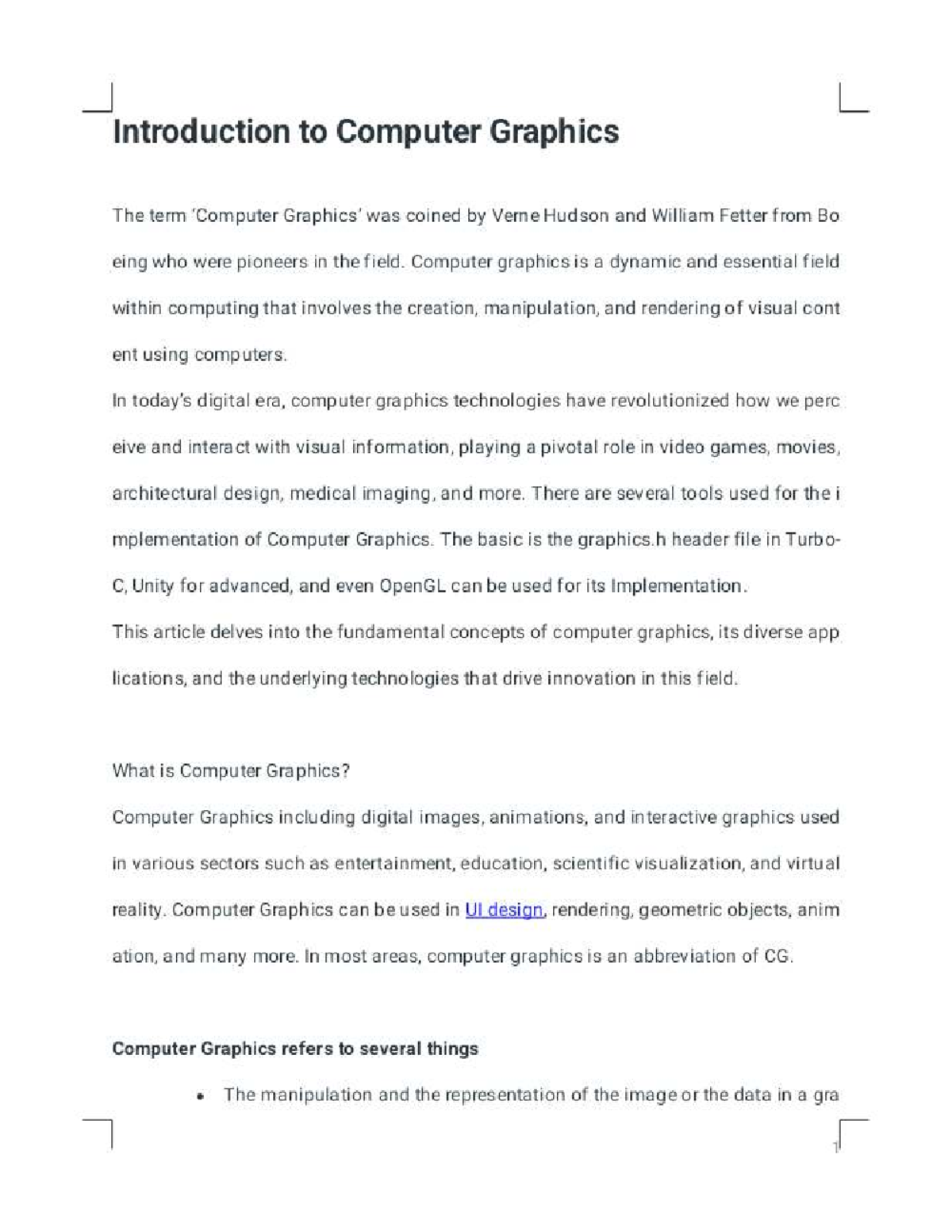 GET 102: Intro to Computer Graphics - Concepts & Applications - Studocu