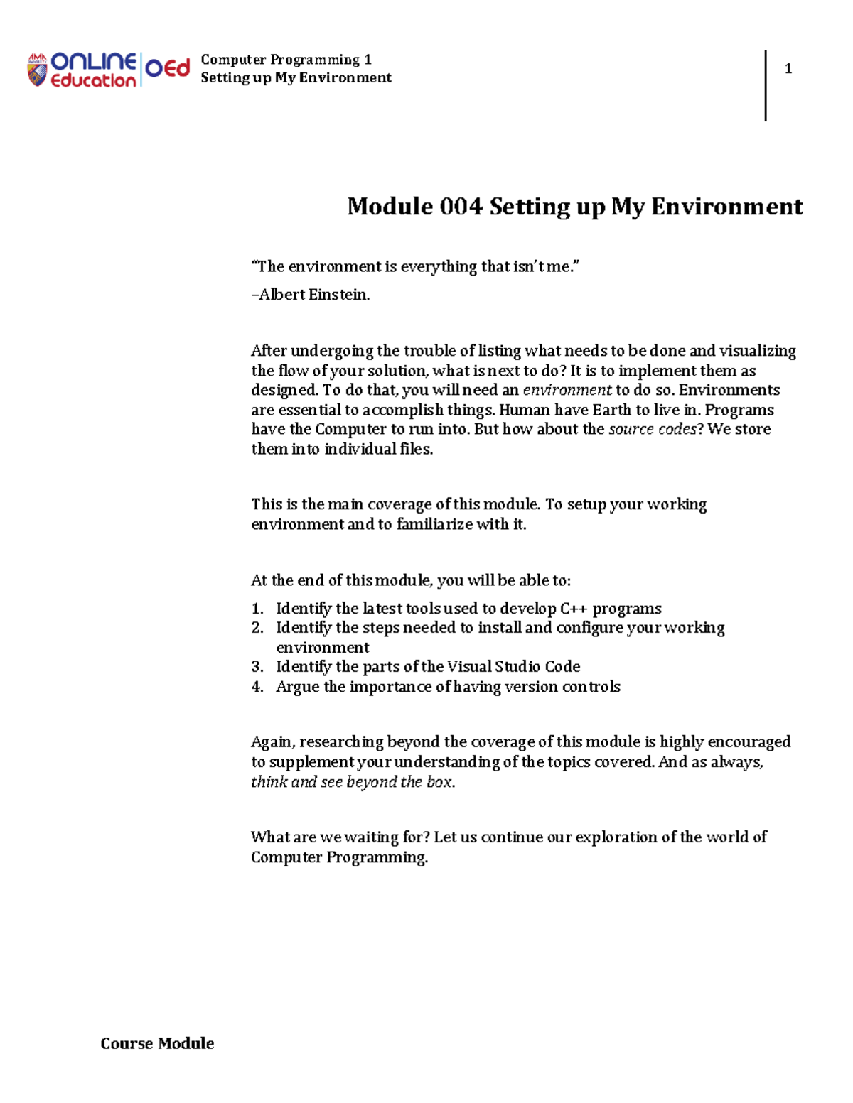 L4-Setting up My Environment - Computer Programming 1 Setting up My ...