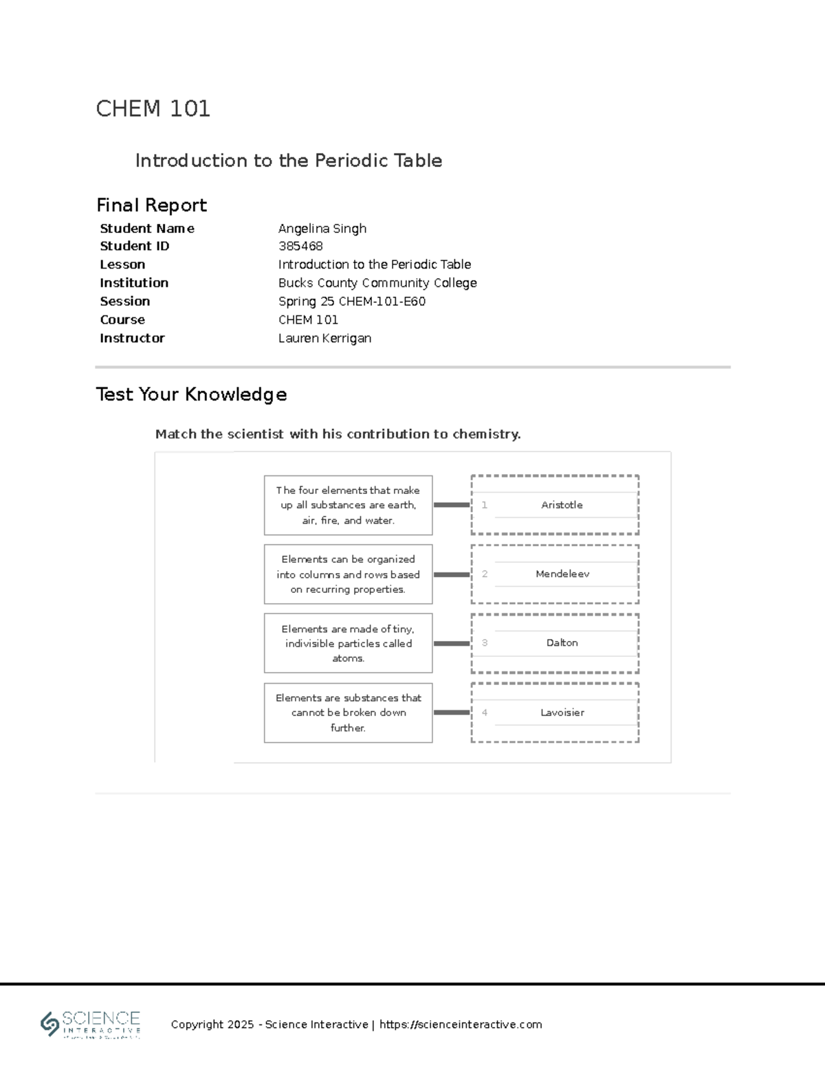 CHEM101 Final Lesson on the Periodic Table: Key Concepts and Properties ...