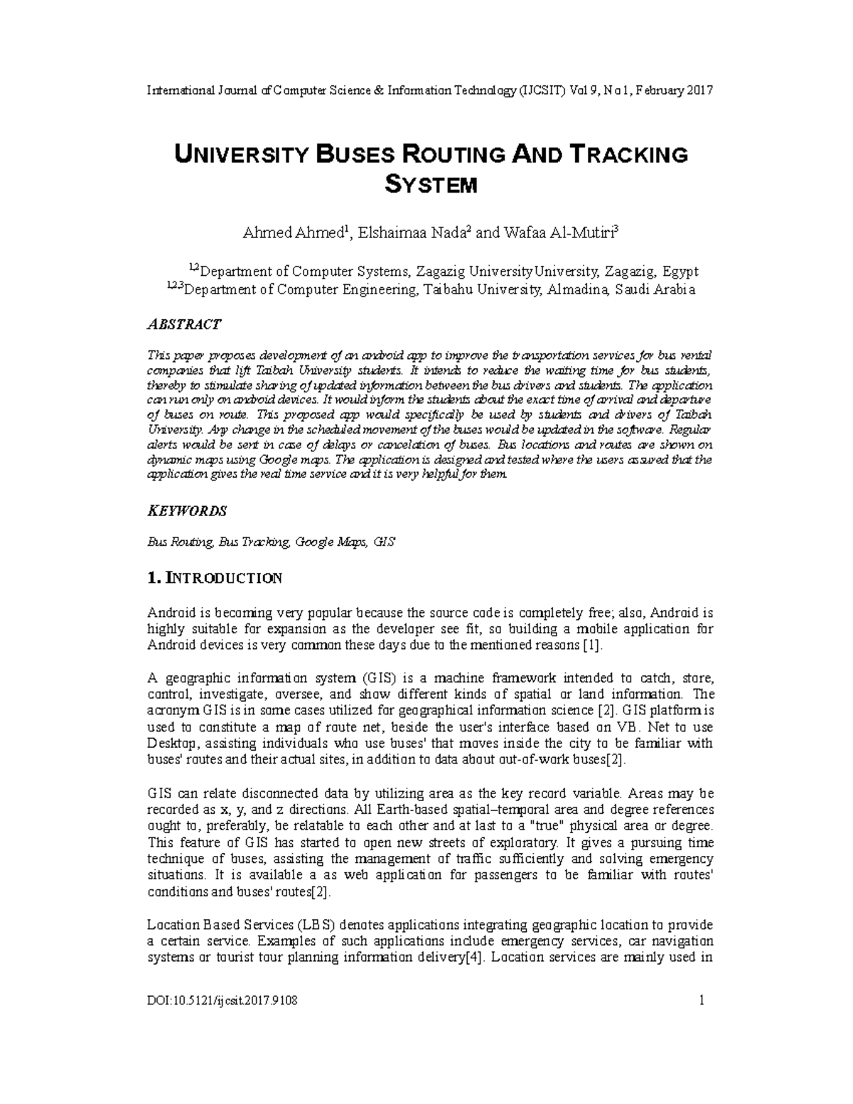 Bus Tracking System SRS for Taibah University Students (IJCSIT) - Studocu